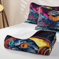 thumbnail image 4 of Manfei Music Cat Quilt Full, Cartoon Animal Full Bedspread Sets, Black Blue, 3 Pieces, 1 Coverlet and 2 Pillowcases, 4 of 7
