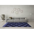 thumbnail image 3 of Ahgly Company Machine Washable Indoor Square Abstract Blue Modern Area Rugs, 3' Square, 3 of 4