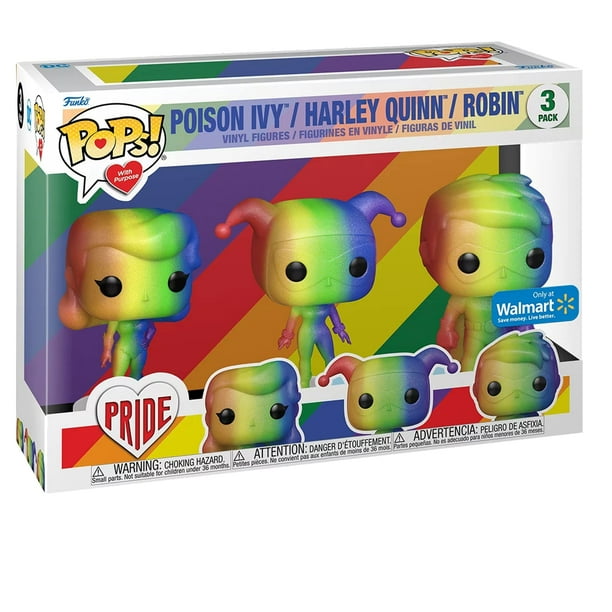 Funko DC Heroes Poison Ivy, Harley Quinn and Robin Rainbow 3-Pack Pride Pop! Vinyl Collectible Toy Figure Set - Limited Edition Exclusive Funko -