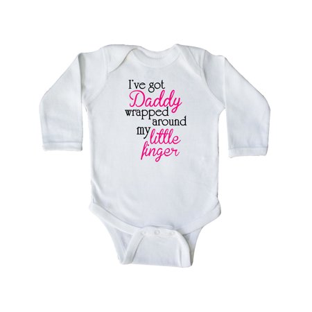 

Inktastic I ve Got Daddy Wrapped Around My Little Finger Gift Baby Girl Long Sleeve Bodysuit