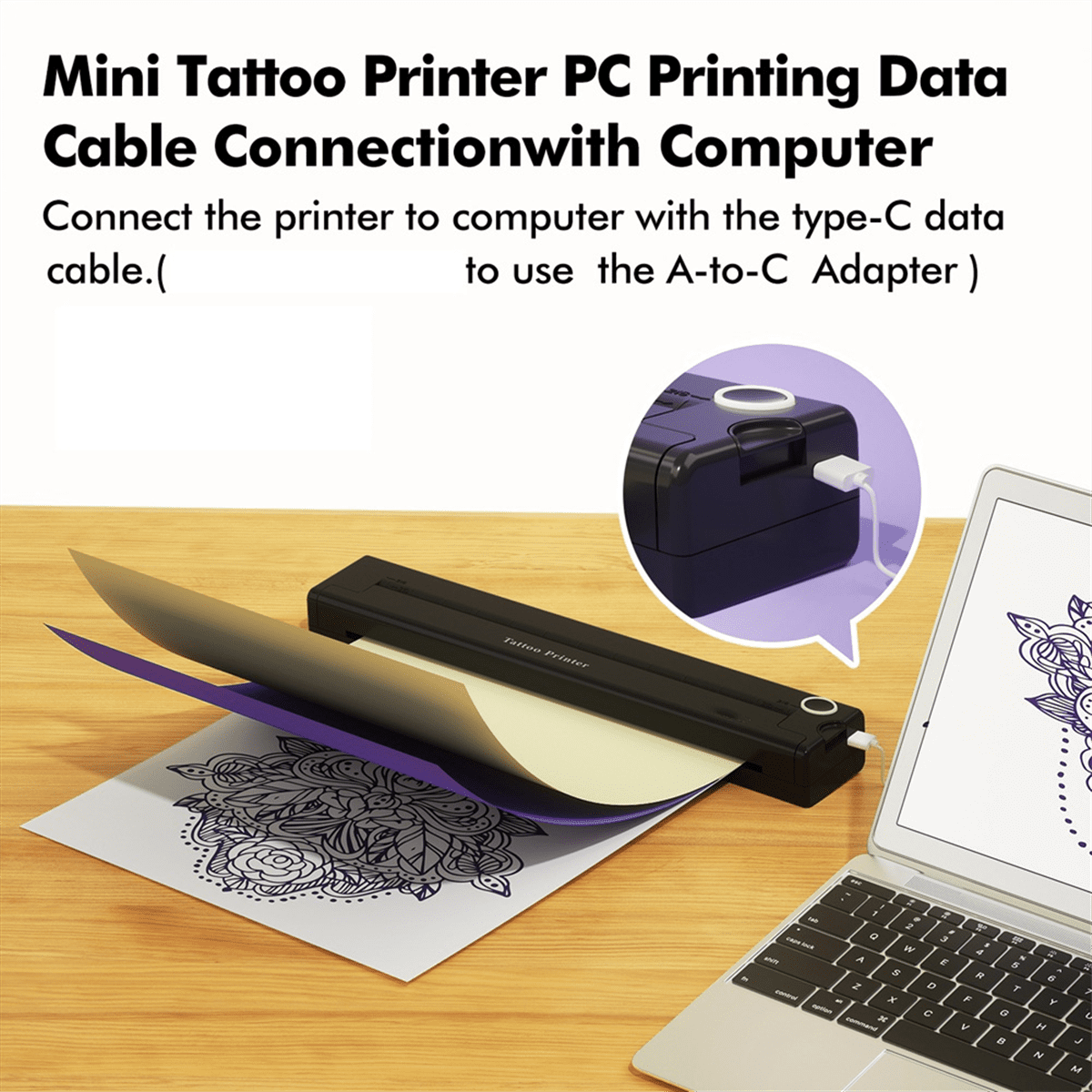A4 Portable Printer Wireless Thermal Bluetooth Tattoos Printer Mini Thermal Printer A4 Paper Photo Printer