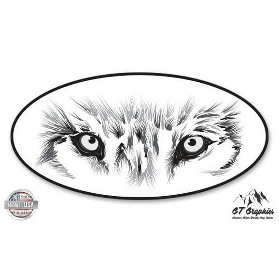 Wolf Eyes Oval - 3" Vinyl Sticker - For Car Laptop I-Pad Phone Helmet Hard Hat - Waterproof Decal