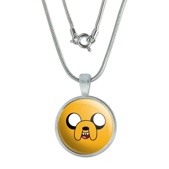 Adventure Time Jake Head 0.75" Pendant with Sterling Silver Plated Chain