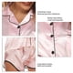 thumbnail image 5 of Conjunto de pijama Pantalones cortos de manga larga Cuello en V Bolsillo con botones Ropa de dormir cómoda para mujer Rosa L, 5 of 6