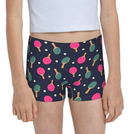 Pofeuu Ping Pong Rackets And Balls Print Soft Cotton Girls Boyshort panties Toddler Underwear-Large