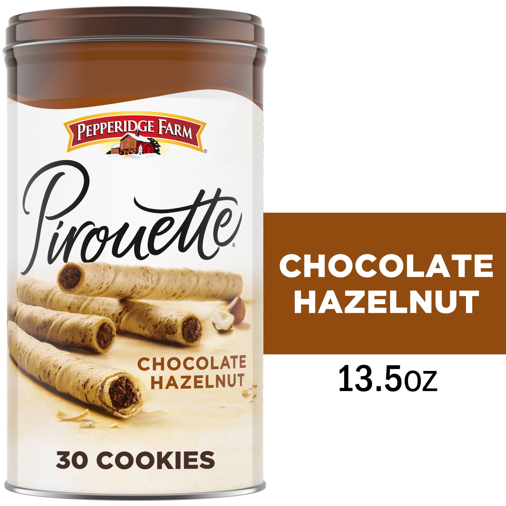 (3 pack) Pepperidge Farm Pirouette Cookies, Chocolate Hazelnut Créme Filled Wafers, 13.5 oz Tin