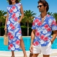 thumbnail image 3 of Yuyamidu Matching Hawaiian Outfits for Couples Floral Summer Dresses for Women 2026 Hawaiian Shirt for Men Button Up Shirt Plus Size Maxi Dress with Pockets Couple Outfits Matching Sets Men's S, 3 of 7