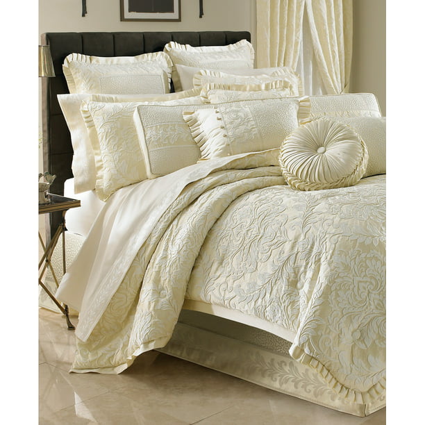 4 Piece Comforter Set Cream, J Queen Velvet Bedding