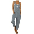 thumbnail image 1 of TrendOFT Combinaison d'Été pour Femmes Mode Décontractée Imprimé Ample Sans Manches Bretelles Boutonnée Salopette pour Femmes une Pièce Gris Foncé TTG, 1 of 4