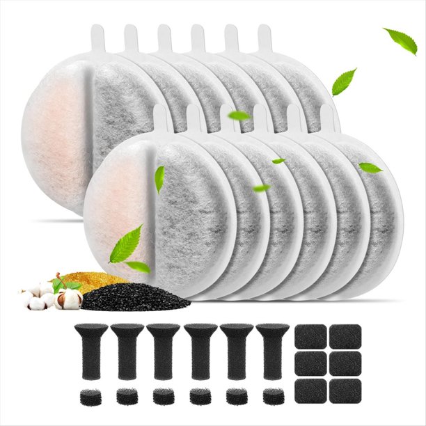 12 Filtros de Fuente de Agua para Gatos para Fuente de Agua para Mascotas Lite y Premium de 2,5 L para Filtro de Filtración de Agua, Reemplazo de Espumas