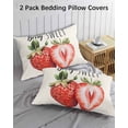 thumbnail image 3 of Strawberry Pillow Covers Standard Size 2 Pack, Red Summer Fruits Green Botanical Soft Bed Throw Pillowcases Breathable Cooling Long Lumbar Body Pillow Sham Cover for Bed Sofa 20''x26'', 3 of 7
