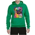 thumbnail image 3 of Funny Neon Pug | Dean Russo Art Animal Lover Unisex Hoodie Sweatshirt, Kelly, Large, 3 of 6
