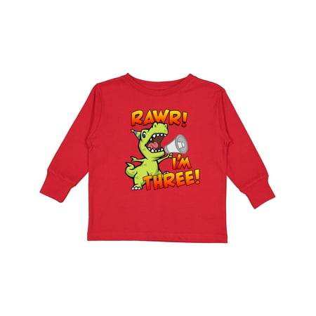 

Inktastic Rawr I m Three Dinosaur Gift Toddler Boy or Toddler Girl Long Sleeve T-Shirt