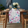 thumbnail image 2 of Blue Pink Flowers Table Runner - 60 Inch Long, Kitchen Dining Table Runner Dresser Scarves, Spring Garden Floral Gray Wooden Farmhouse Decor for Coffee Tables Wedding Party Banquet, 2 of 8