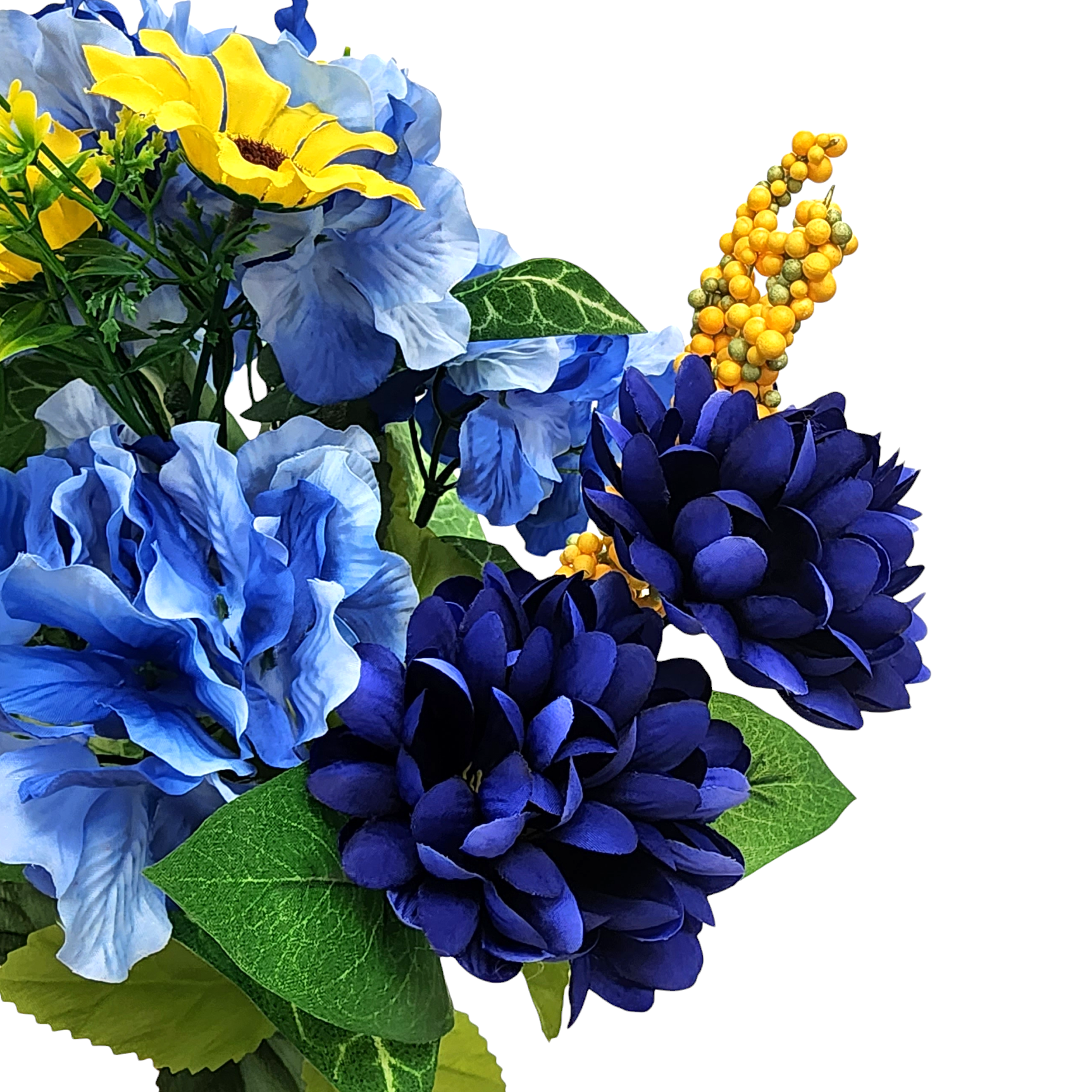Mainstays Artificial Blue/Yellow Hydrangea 18 in Tall Summer Indoor Bush Decoration