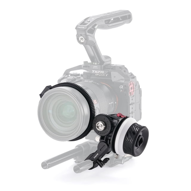 Tilta Pocket Follow Focus | Precise Focus Ring with A/B Stops | Fluid Damping System | 15mm Rod & Rod Holder | Works with Most Ca