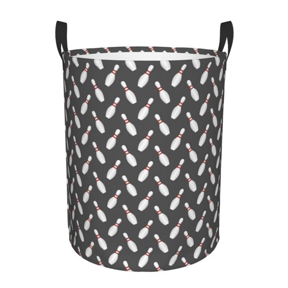 Balery Bowling Pins Cesta de ropa redonda con asas, impermeable, independiente, para ropa, juguetes, dormitorio y familia-Medium
