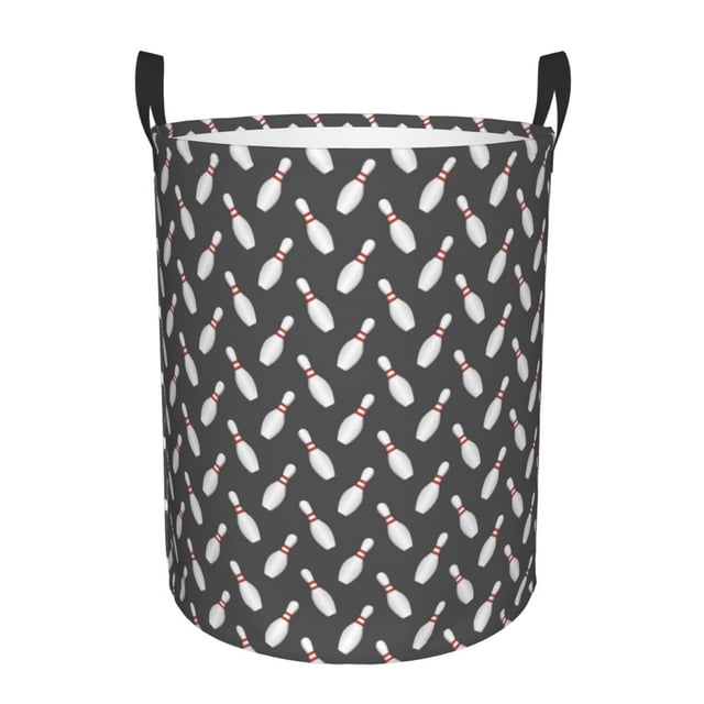 Balery Bowling Pins Cesta de ropa redonda con asas, impermeable, independiente, para ropa, juguetes, dormitorio y familia-Small
