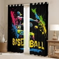 thumbnail image 2 of Manfei Boys Baseball Curtains Pack of 2 (42x84 Each),Sport Theme Curtains Blackout,Colorful Splash Ink Bedroom Curtains For Kids,Luxury Bedroom Decor, 2 of 6