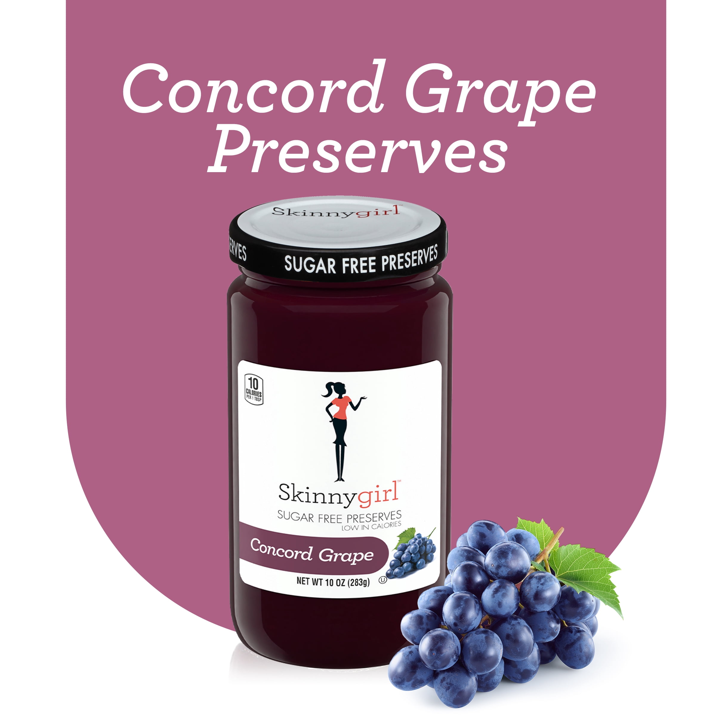 Skinnygirl Sugar-Free Grape Preserves, Kosher, 10 oz