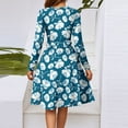 thumbnail image 5 of WTOBBY Women's Fashion Casual V-Neck Long Sleeve Waist Floral Print Midi Dress Feminine Floral Pattern with Accentuated Waist for Spring Versatile Length for Work and Play,Blue L, 5 of 5