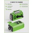 thumbnail image 4 of Radio meteorológica Raynic, 5000 mAh, manivela solar de emergencia, verde, 4 of 8