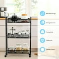 thumbnail image 6 of Gymax 3 Tier Rolling Storage Cart Full-Metal Basket Stand Utility Cart Trolley, 6 of 10