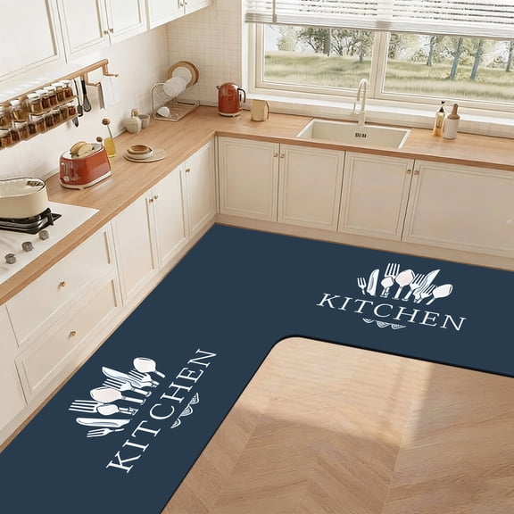Kitchen Rugs Mats for Floor,Spoon Knife Fork Print Kitchen Mats Cushioned Anti Fatigue,Washable Non Slip Soft Kitchen Area Rug Floor Mat for Kitchen,Laundry Room and Hallway