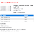 thumbnail image 2 of Radiator - Compatible with 2005 - 2008 Ford F-150 2006 2007, 2 of 2