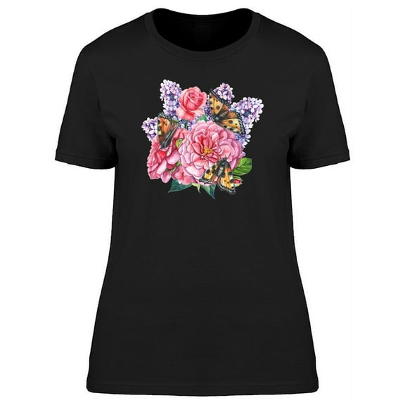 Watercolor Floral Butterflies Tee Women's -Image by Shutterstock