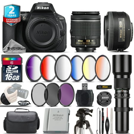 Nikon D5600 DSLR + AF-P 18-55mm VR + 35mm f/1.8 Lens + Extra Battery - 16GB Kit (International Version)