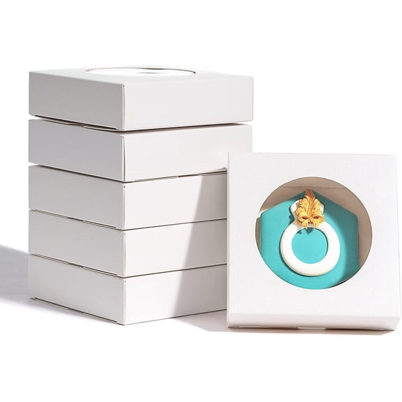 50 Pack Single Cookies Boxes 4 3/8" x 4 3/8" x 1 1/5" Bakery Boxes for Wedding Favors Party