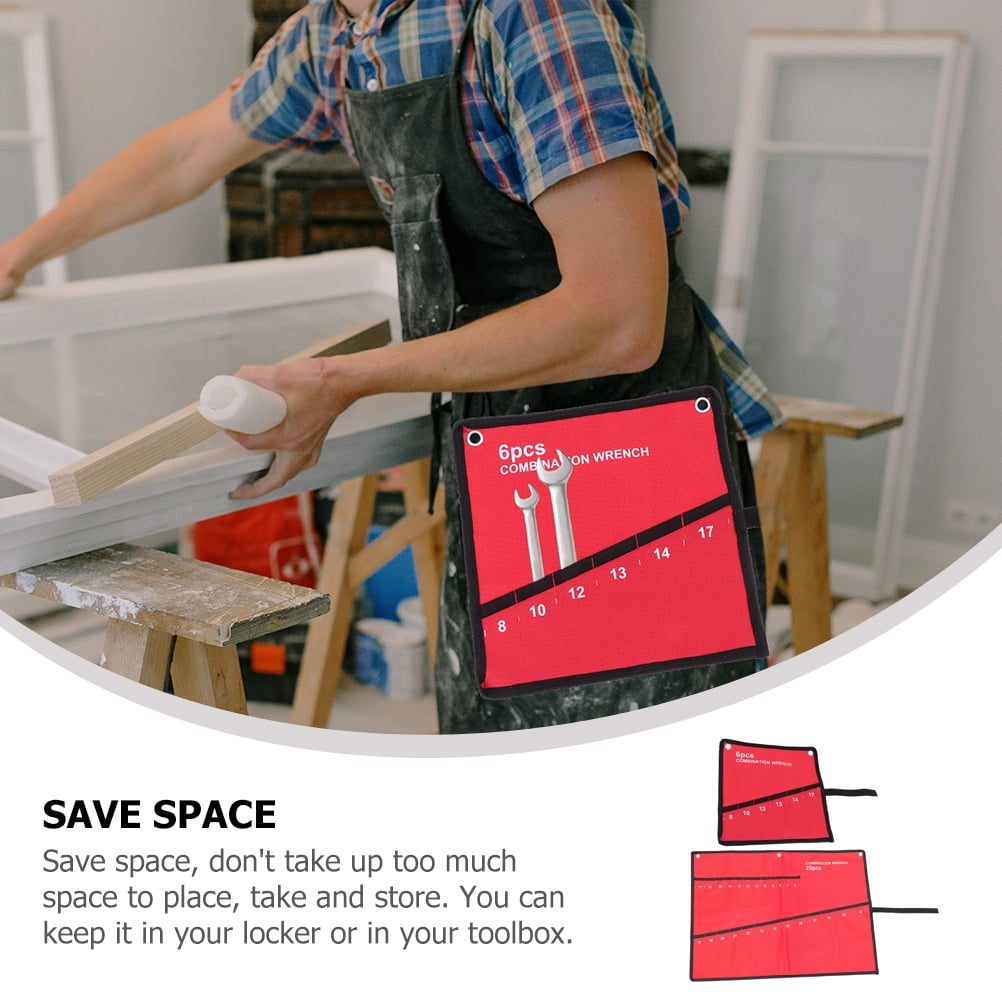 Hemoton 2pcs Wrench Roll Up Bags Wrench Tools Organizer Pouches Tools Roll Up Bag Canvas Wrench Roll