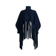 thumbnail image 4 of Women's Turtleneck Sweater Fringe Shawl Tassel Hem Long Sleeve Oversized Pullover Jacket Tops Hooded Cape Cloak Coats, 4 of 7