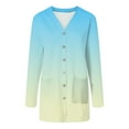 thumbnail image 4 of GEWSEY Cardigan Sweaters for Women Lightweight Open Front Long Sleeve Cardigan with Pocketes Fall Trendy Gradient Clothes (Light Blue, XL), 4 of 8