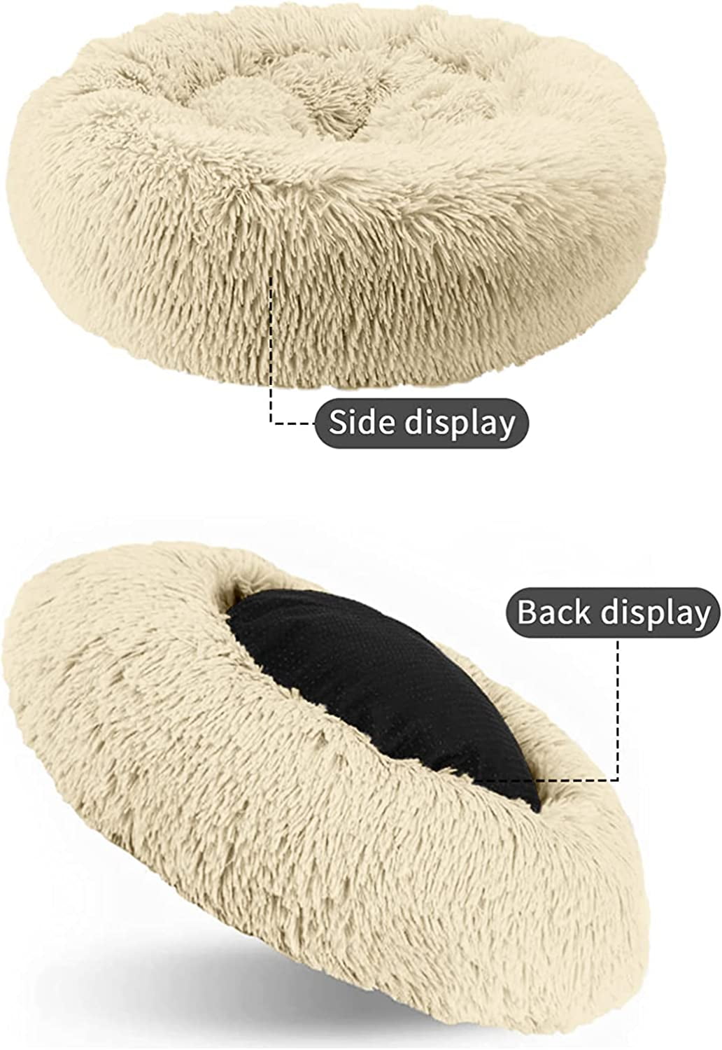 Nisrada Dog Bed & Cat Bed, Anti-Anxiety Puppy Bed Warming Cozy Round Soft Pet Bed, Machine Washable Calming Donut Bed