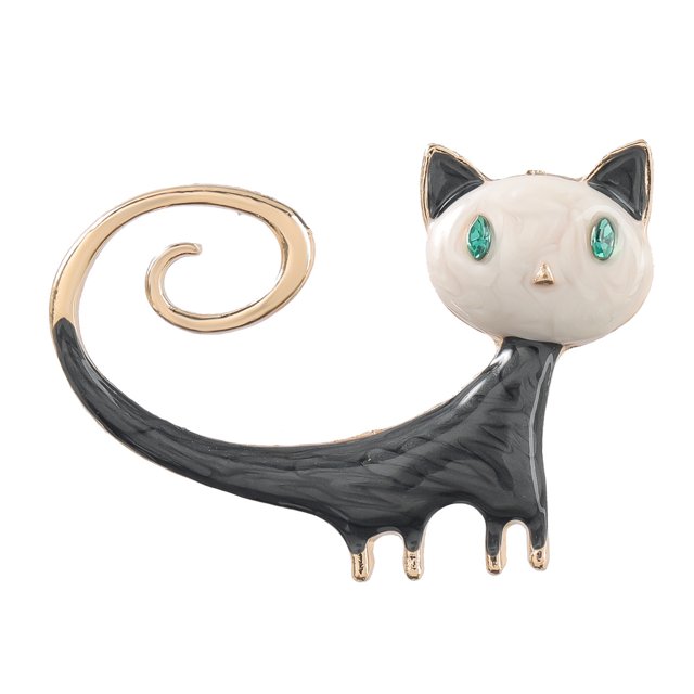 Broche de gato lindo esmaltado para mujer, broche de gatito, joyería Animal, regalo Unisex JAMW Sencillez