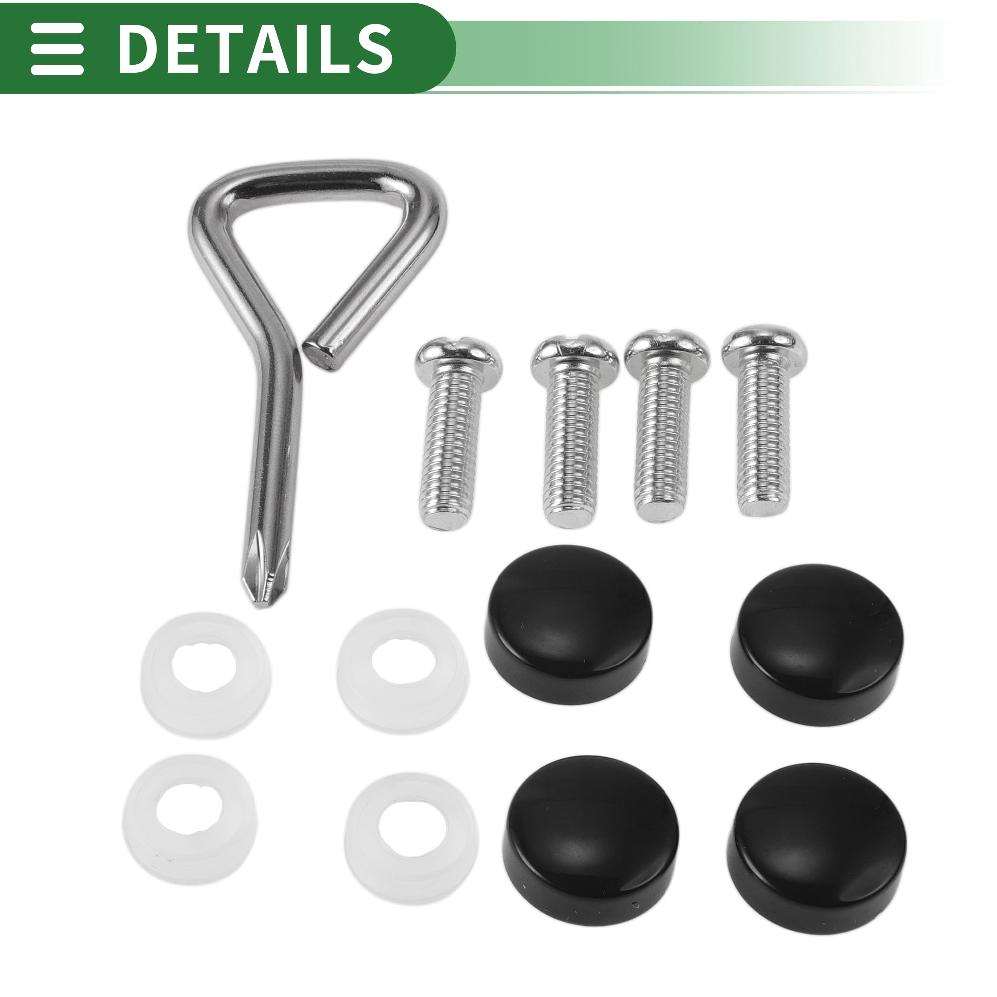 Unique Bargains 1Set Stainless Car License Plate Holder With Screws 2 Hole Black