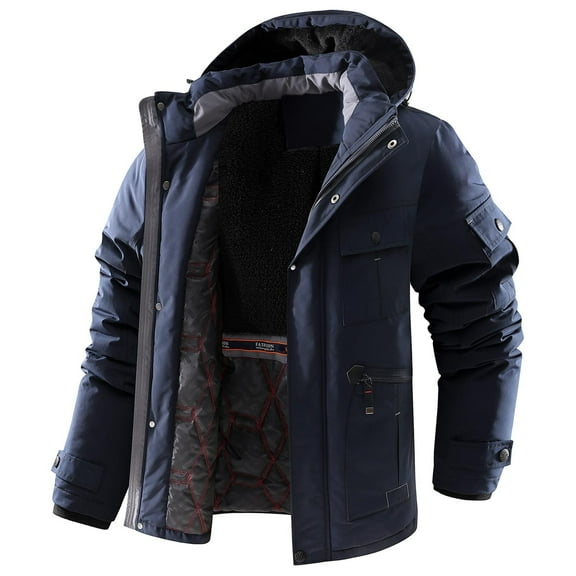 Njoeus Men's Winter Thicken Coat Warm Puffer Parka Fleeces Lined Military Jacket with Removable Hood L-4XL(Available in Big & Tall)