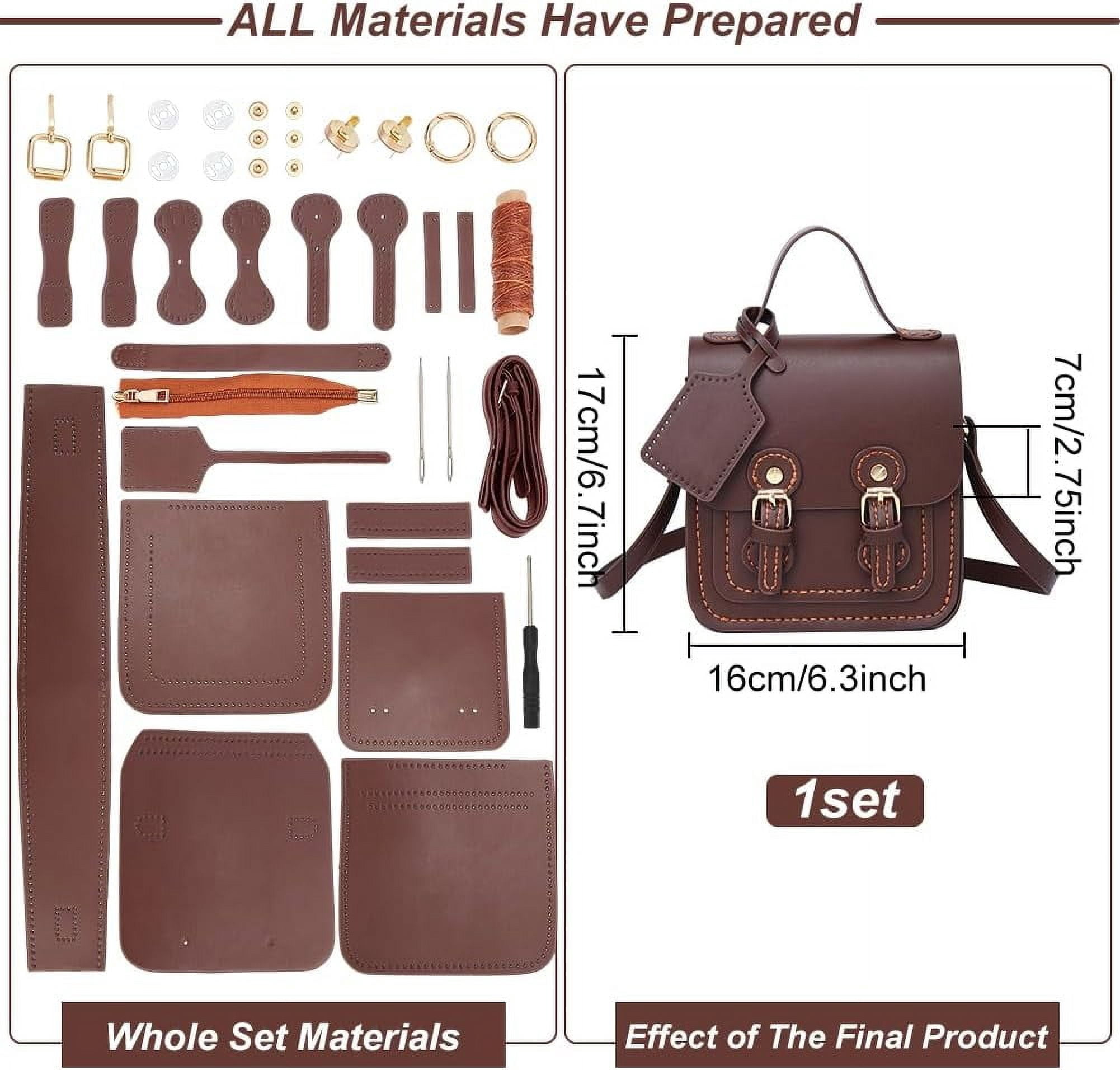 DIY Leather Shoulder Bag Making Kit PU Leather Crossbody Bag Sewing Pattern Materials Craft Kit Handicraft Women Messenger Bag Purse Making Supplies