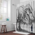 thumbnail image 5 of Dinosaur Little Boy Fabric Shower Curtain Abstract Forest Cartoon Gray Washable Shower Curtains for Bathroom, Waterproof Bath Curtain with Hooks Home Decor 72x72in, 5 of 8