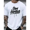 thumbnail image 1 of Camiseta gráfica "Stay Humble" para hombre: informal y elegante, talla grande, poliéster transpirable, lavable a máquina, talla grande, informal, estampado de letras, talla grande, 1 of 5