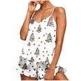 thumbnail image 2 of Conjunto de pijama de poliéster con tirantes finos y estampado de moda para mujer, 2 of 8