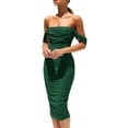 thumbnail image 1 of Vestido PRETTYGARDEN Verano 2025 con Hombros Descubiertos y Fruncido Talla S, 1 of 7