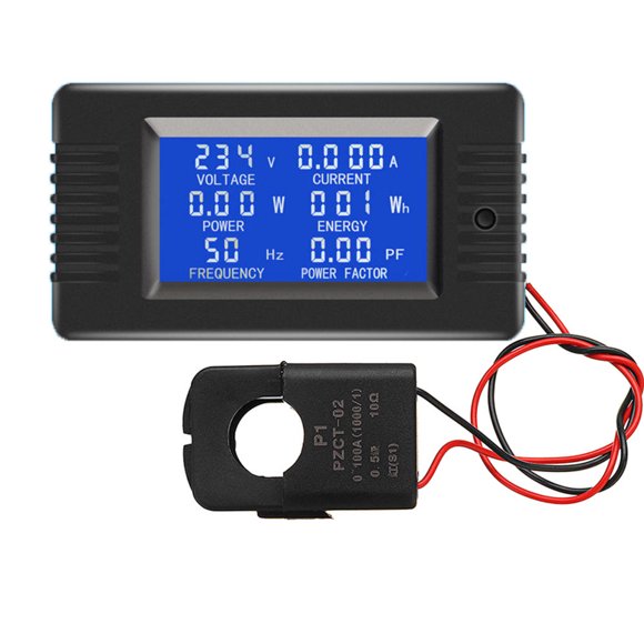 TFixol PZEM-022 Compteur de Puissance à Affichage Numérique CT 100A Voltmètre Ampèremètre Fréquence Courant Facteur de Tension avec Split CT