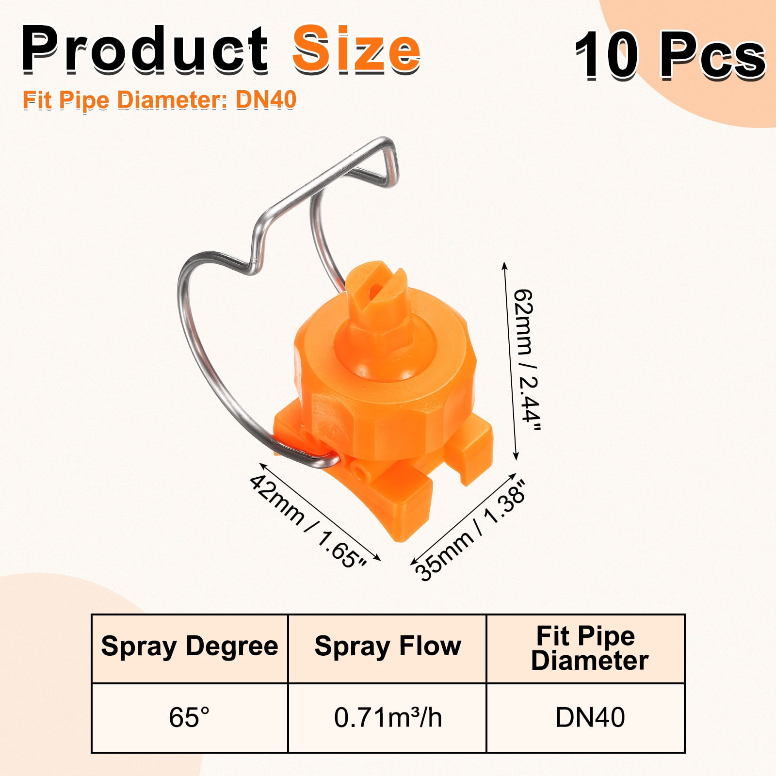 Uxcell 10 Pack Flat Fan Spray Tip, 65 Degree Spray Nozzle with Clip Adjustable Plastic Yellow Nozzles Fit 1-1/2" Hose, 0.71 Cubic Meters Per Hour