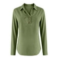 thumbnail image 5 of Long Sleeve Shirts for Women 2026 Loose Fit V Neck Button Down Linen Tops Cute Solid Summer Beach Tee Shirts, 5 of 6