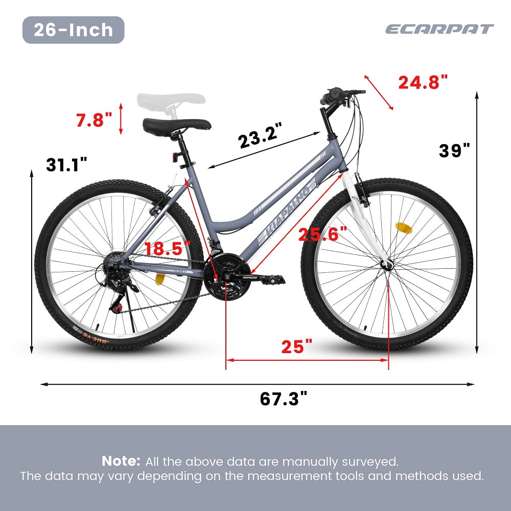 26 Inch Carbon Steel Frame Mountain Bike,21-Speed Dual V-Brake Silver grey