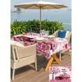 thumbnail image 4 of Outdoor Tablecloth with Umbrella Hole and Zipper, Valentine's Day Rectangle Table Cloth 54x80 Inch Waterproof Tablecloth, Romantic Love Tree Truck Roses Pink Plaid Picnic Table Cover for Patio, 4 of 7