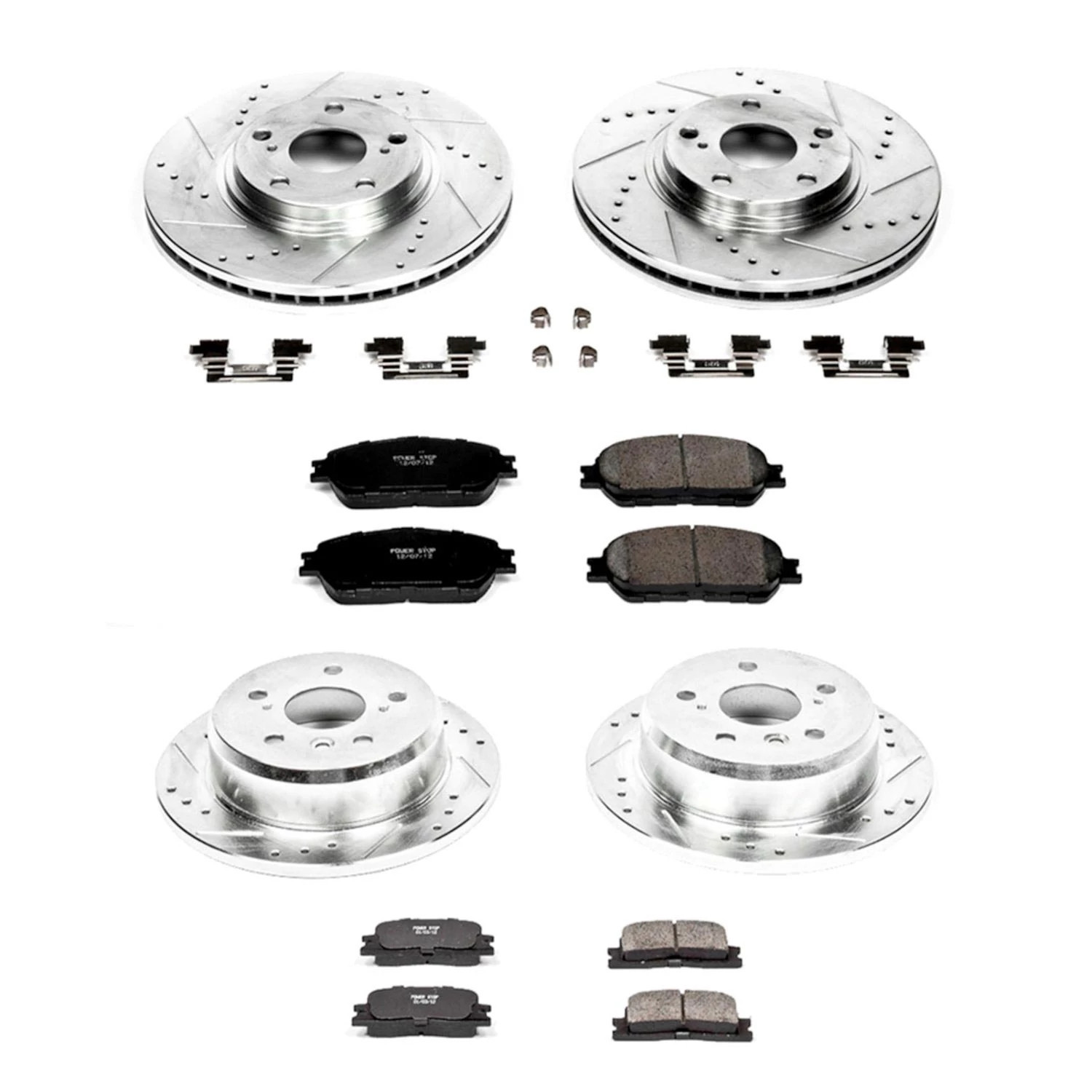 PowerStop Front and Rear Z23 Evolution Sport Carbon-Fiber Ceramic Brake Pad and Drilled & Slotted Rotor Kit Fits: LEXUS Select Models K1142
